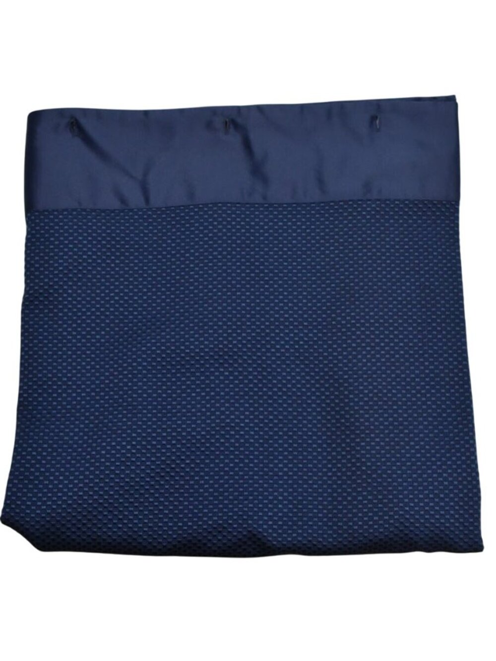Vintage Navy Blue Textured Fabric Shower Curtain Satin Trim 70x70 MCM Elegant